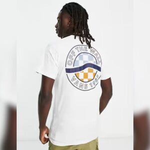 Vans Graphic Short-Sleeve T-Shirt - Size Large, White/Navy/Gold/Blue